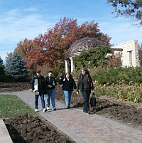 Writers walking around the Sunken Gardens